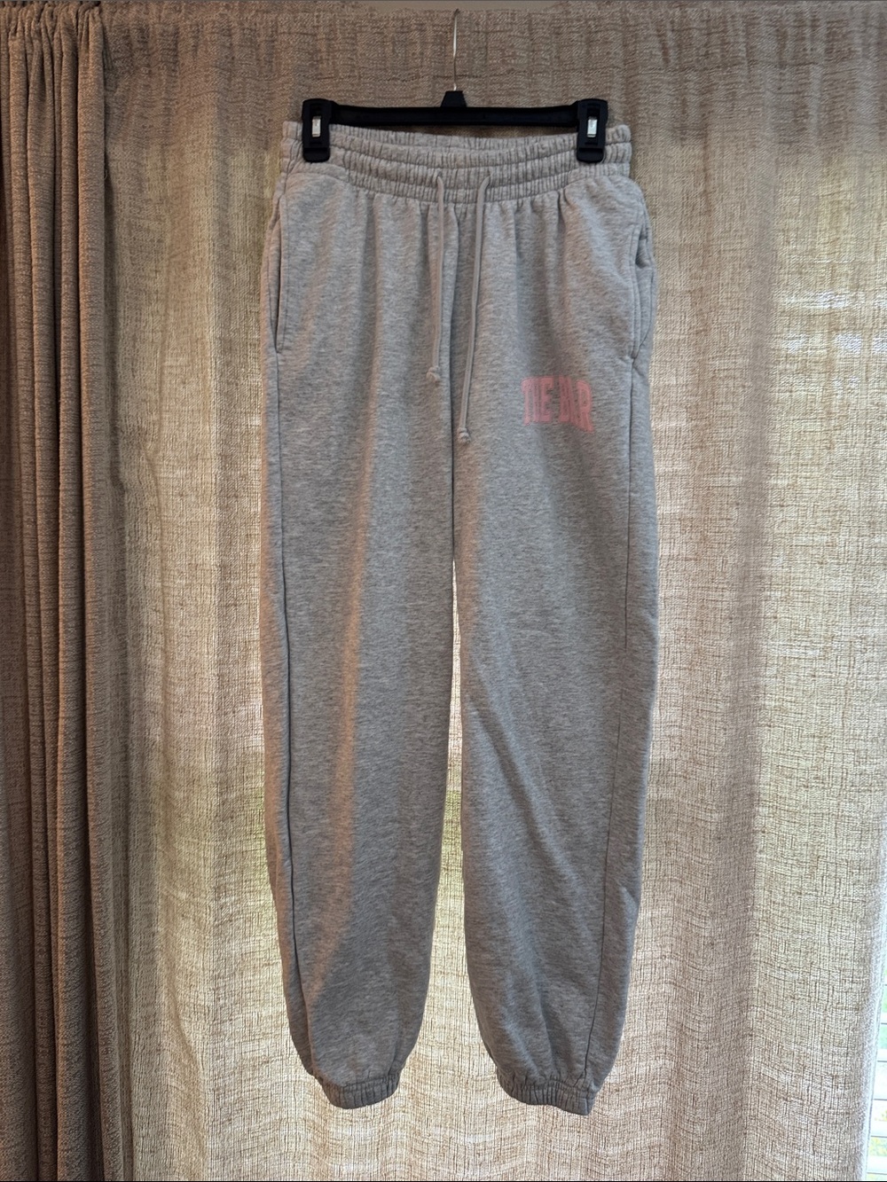 The Bar Light Gray Joggers with Pink Logo